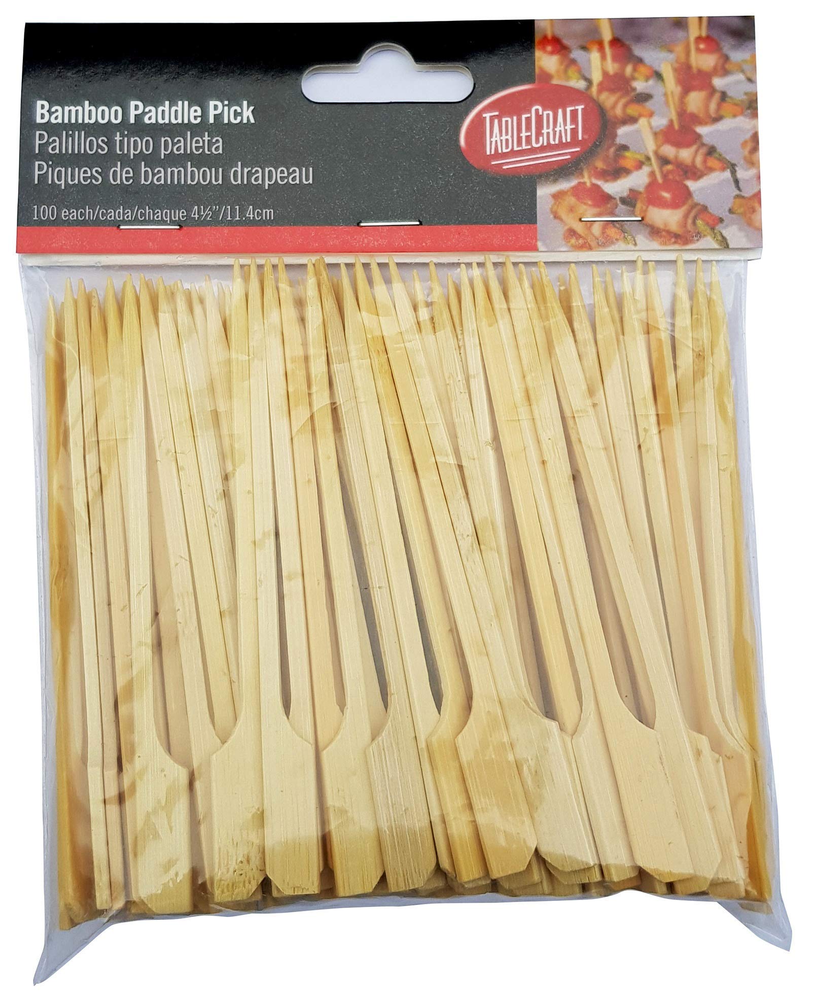 TableCraft Products BAMP45A Bamboo Paddle Pick, Allergy, 4.5" (Pack of 100) by Tablecraft