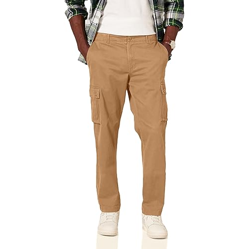 Amazon Essentials Men's Straight-Fit Stretch Cargo Pant (Available in Big & Tall), Dark Khaki Brown, 40W x 28L