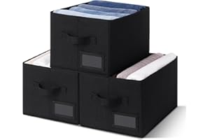 GRANNY SAYS Fabric Storage Bins, Pack of 3 Storage Baskets for Shelves Organizing, Large Storage Boxes Organizer for Wardrobe