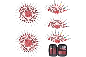 DINYO 86Pcs Terminal Removal Tool Kit - Red Electrical Wire Connector Pin Removal Tool Kit with Protective Bag, Automotive Pin Extractor Tool Terminal Ejector Kit for Most Connector Terminals