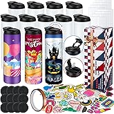 8 Pack 20 oz Sublimation Tumblers Dual Opening Blank Bottles Triple-Insulated Stainless Steel Water Bottle with Straw Lid Blank Tumbler Bulk with Shrink Wrap, Rubber Base, Heat Tape for Heat Transfer