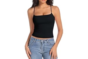 Abonlen Camisole Tops for Women Sleeveless Adjustable Spaghetti Strap Tank Tops Y2K Basic Shirts