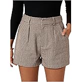 Milumia Women's Houndstooth Print Straight Leg Shorts High Waist Vintage Fall Shorts