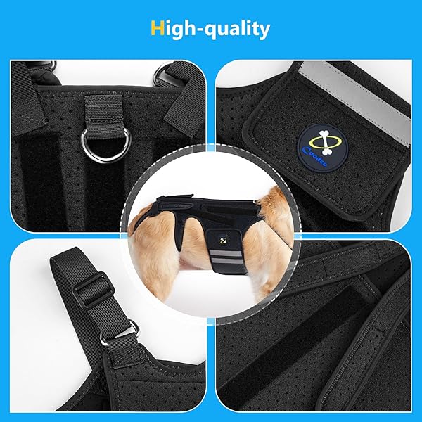 COODEO DOG BACK BRACE FOR DOGS ARTHRITIS, PET BACK BRACER FOR IVDD, BACK PROTECTOR HELPS PAIN RELIEF, SURGICAL RECOVERY AND REHABILITATION, DOGS BACK DISEASE PREVENTION. (BLACK,X-LARGE)