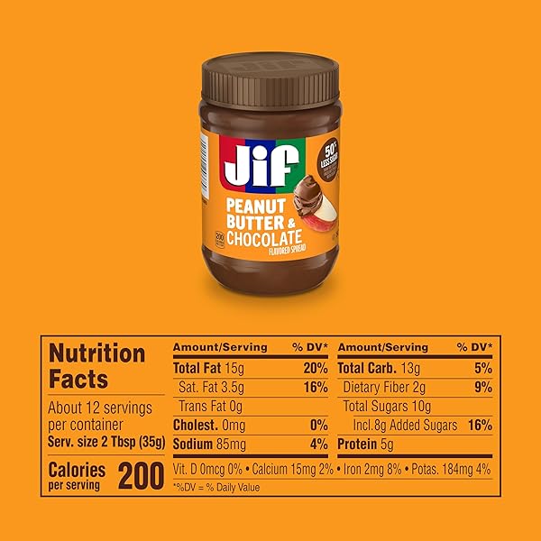 JIF PEANUT BUTTER & CHOCOLATE FLAVORED SPREAD, HOLIDAY EDITION, 15 OZ. JARS (12 COUNT)