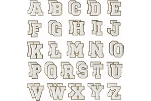 BIUWING 52 Pcs Chenille Iron on Letter Patches,2 Set of A-Z Alphabet Embroidered Patch for Hats Shirts Jeans Bags,Heat Transfer Applique Sticker For Repair and Decor,DIY Varsity Team Costume Decoration(White)