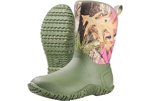 HISEA Women's Rubber Garden Boots Waterproof Insulated Yard Gardening Shoes Mid Height for Mud Working Outdoor