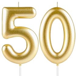 Hongplus Metallic Gold Number 50 Birthday Candle