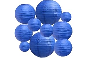 suxuMhao 10Pcs Blue Paper Lanterns Decorative Chinese Hanging Round Paper Lanterns Lamp for Birthday, Wedding,Home Decor, Par
