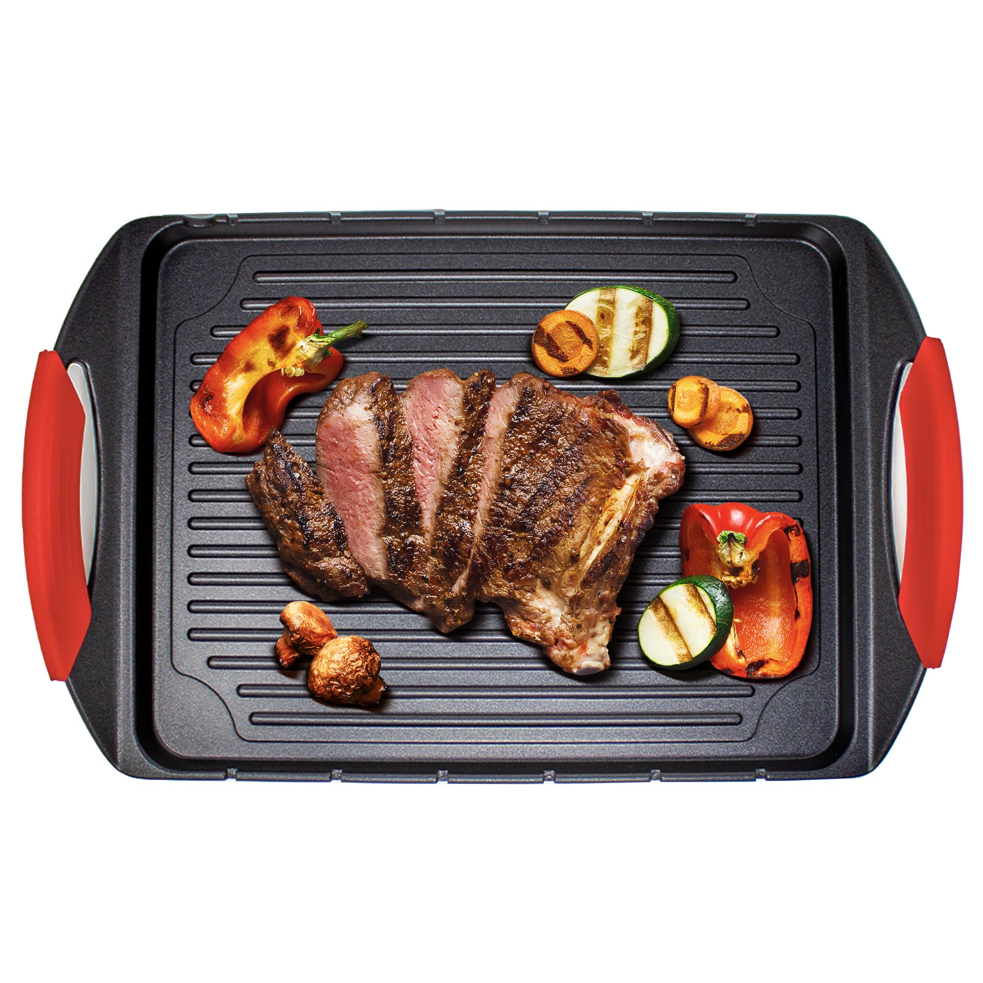 Griddle Me This Griddle Plate for Gas Hob Electric and Induction Hob - Griddle Pan & 6 Stainless Steel Skewers Grill Pan-Style Cooking from Jean Patrique