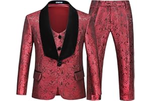RINFAM Boys Suits Formal Dress Floral Tuxedo Suits Sets Size 4-16 for Boys Kids 3 Pieces Toddler Suits Outfit