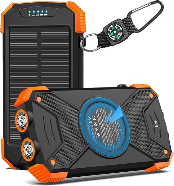 BLAVOR Solar Power Bank 10,000mAh, Portable Wireless Charger, 20W Fast Charging External Battery Pack with USB C for Cell Pho