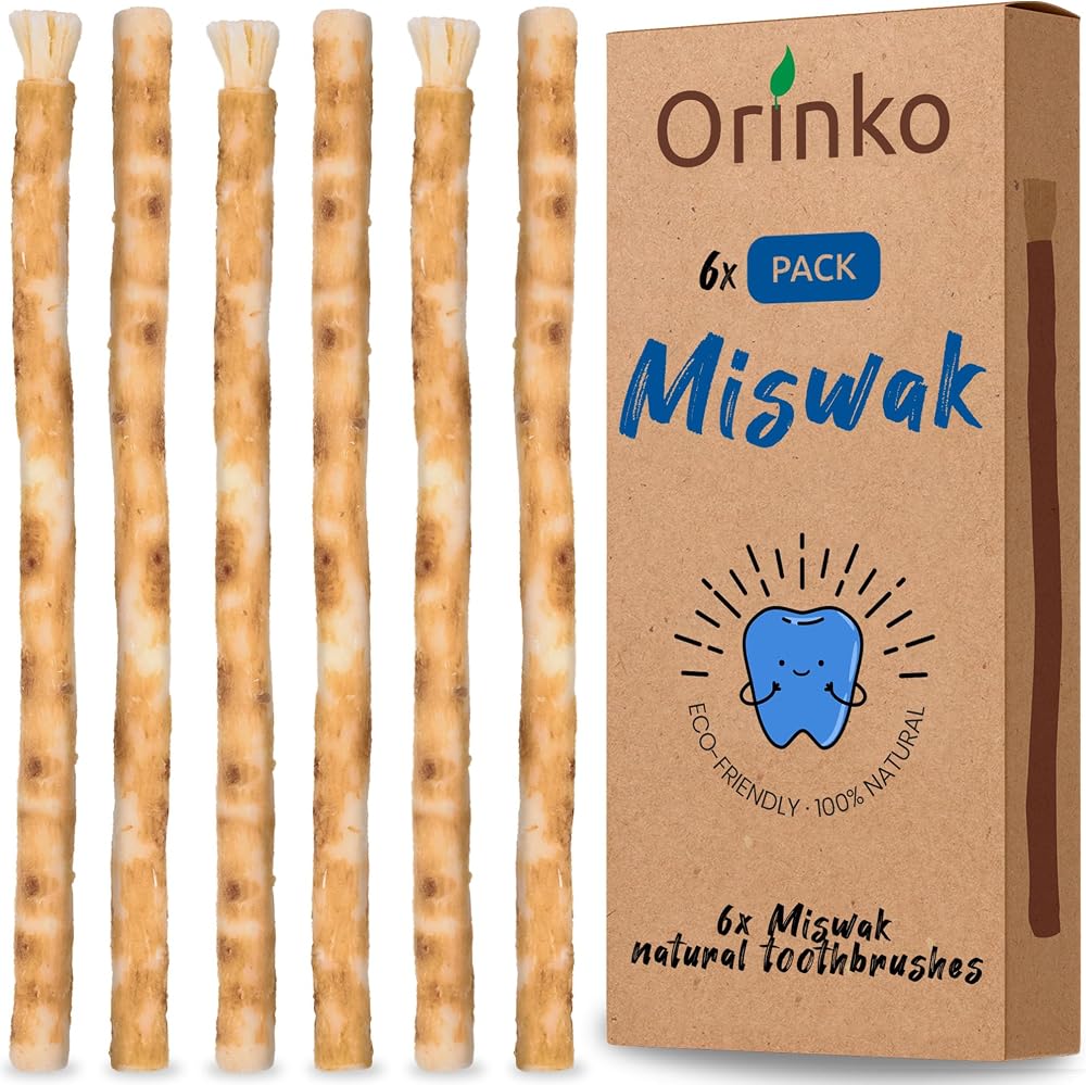 ORINKO Miswak Stick x6 - Organic Wooden Toothbrush for Fresh Breath