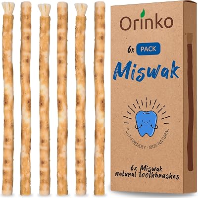 ORINKO Miswak Stick x6 - Organic Wooden Toothbrush for Fresh Breath