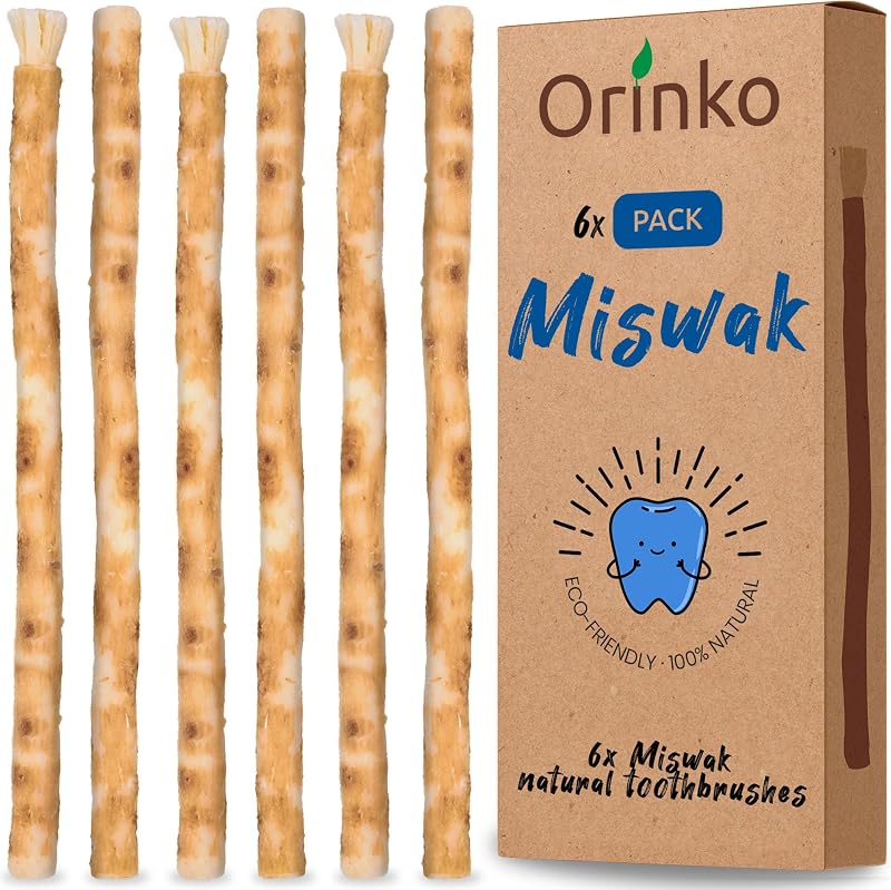 ORINKO Miswak Stick x6 - Organic Wooden Toothbrush for Fresh Breath