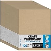 MagicWater Chipboard Sheet - 8.5x11 inch - 30 pt - 0.030" Thick - 100 Pack | For DIY Projects, Heavy Duty Kraft, Paperboard f