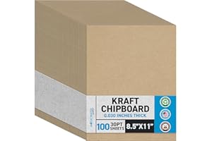 Lot de 100 feuilles d'aggloméré de 21,6 x 27,9 cm – 30 pt (point) en carton kraft marron de poids moyen pour scrapbooking et 