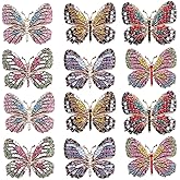 GOLDEN STRAWBERRY 12 PCS Multicolor Rhinestone Crystal Butterfly Lapel Pin Brooch Pin for Women