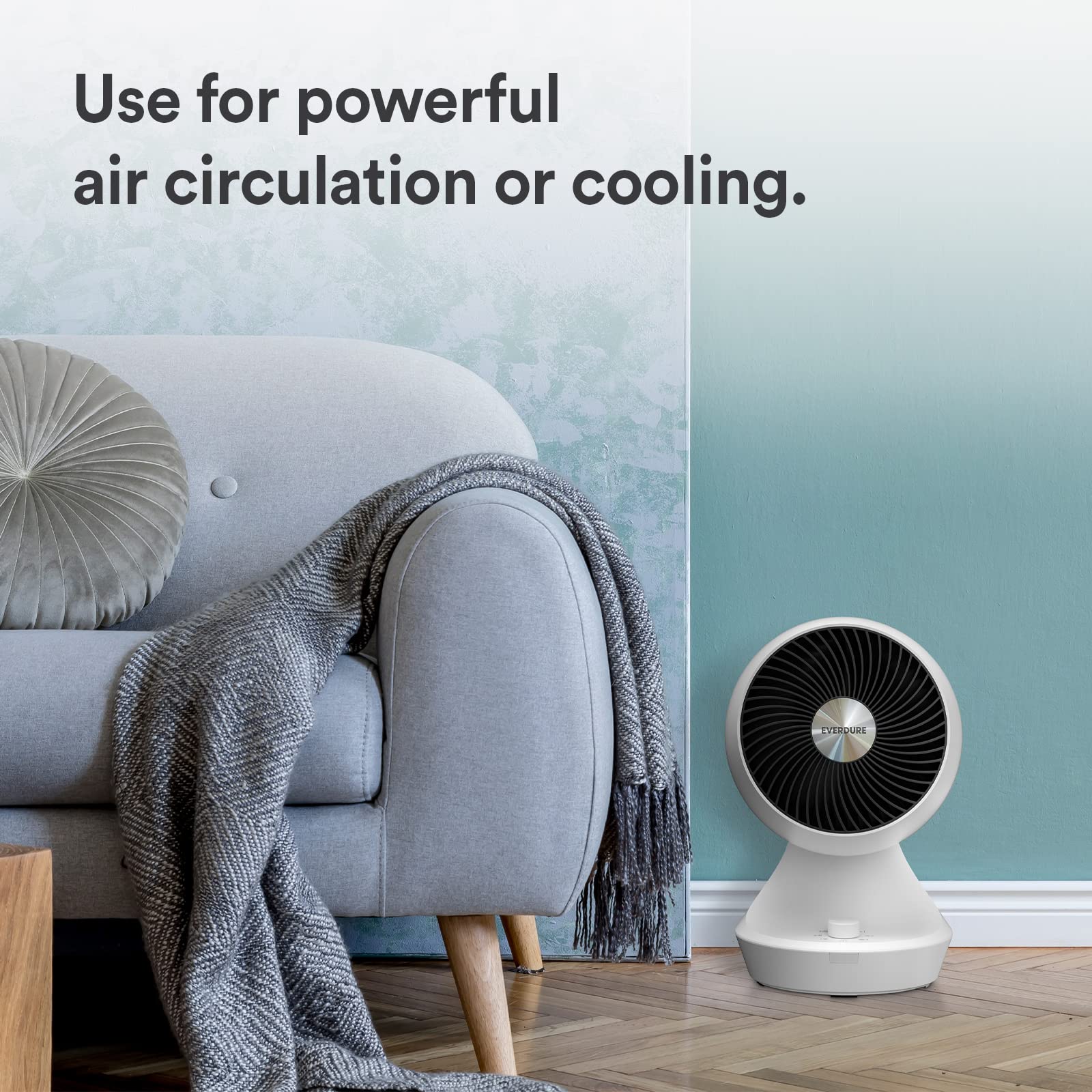 Everdure 9” Oscillating Desk or Table Fan, 3 Speed Settings, Targeted Airflow Control, Low Noise, Modern Design, Portable, Perfect Cooling Fan for Bedroom, Living Room, Home Office, White