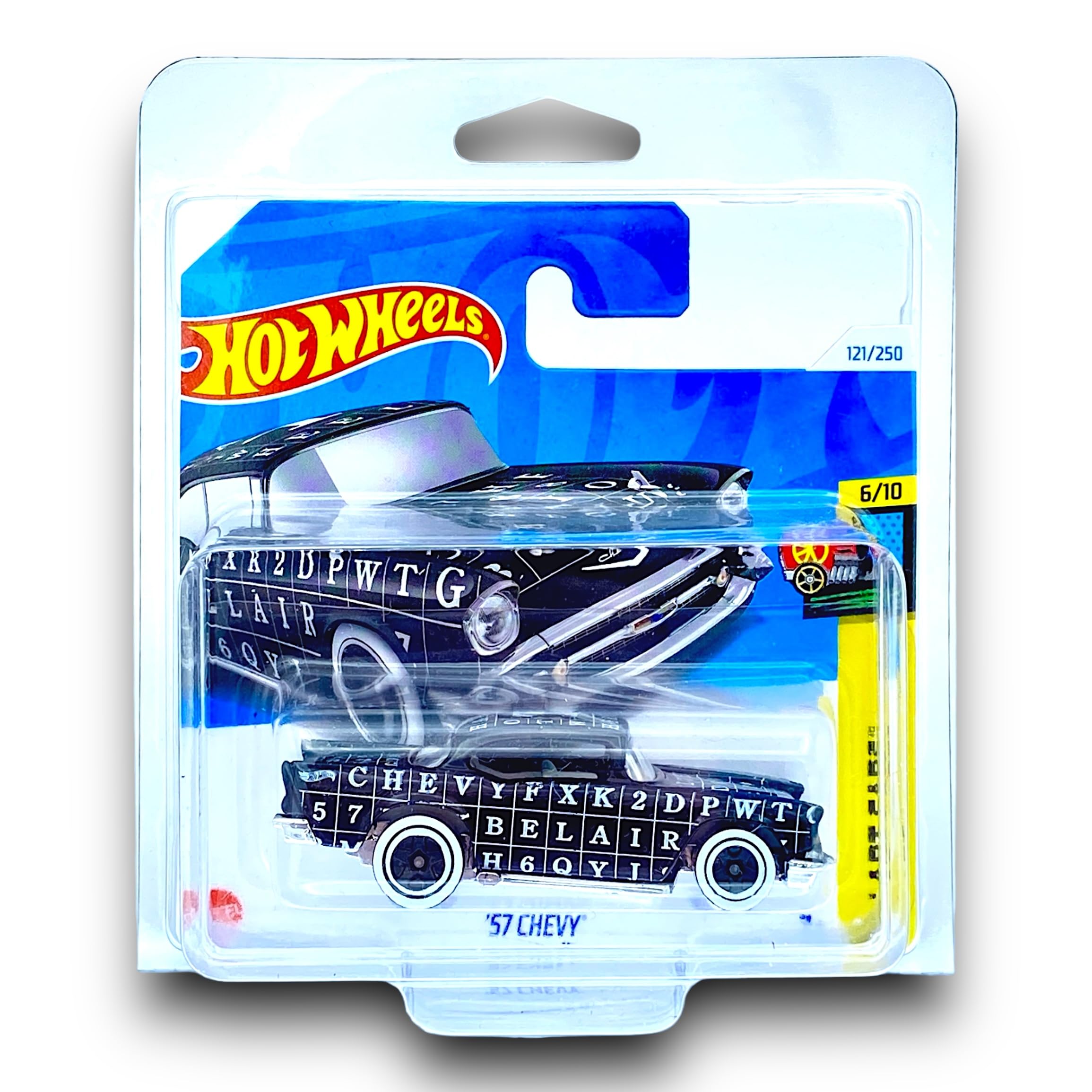 Hot Wheels '57 Chevy (Black & White) 6/10 HW Art Cars - 2024-121/250 (Short Card) - COMES IN A GENUINE KLAS CAR KEEPER PROTECTOR CASE - HTB75