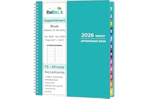 GOIUNLT 2026 Appointment Book - January - December 2026, Appointment Planner with Weekly ＆ Monthly Spread, 8.5'' x 10.5'', Large, 15 Minute Increments, 2026 Daily Planner with Pockets, Tabs, Soft Cover
