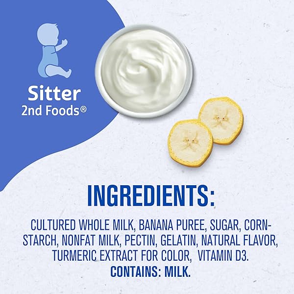 GERBER STAGE 2 BABY FOOD, BANANA YOGURT PUREE TUBS, CALCIUM SUPPORTS BONE DEVELOPMENT, BABY PUREE, 2-PACK