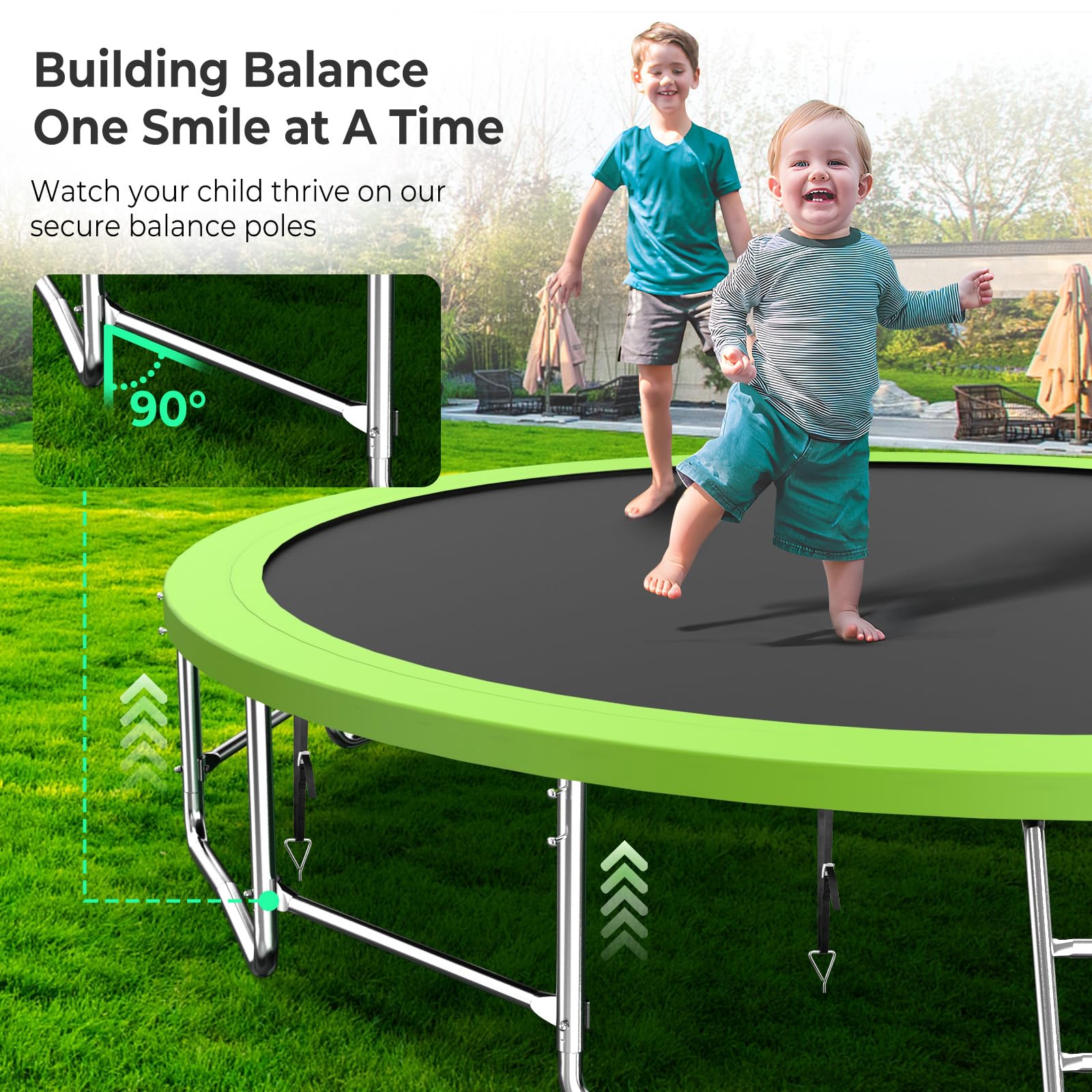 Upgraded 16FT 15FT 14FT 12FT Trampoline for Kids and Adults, Large Outdoor Trampoline with Enclosure, Backyard Trampoline with Basketball Hoop and Net, Capacity for 4-6 Kids and Adults