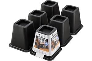 Lufia Bed Furniture Risers 6 Inch, Heavy Duty Bed Lifts Risers for for Sofa, Table, Couch, Chair or Desk (Set of 6, Black)