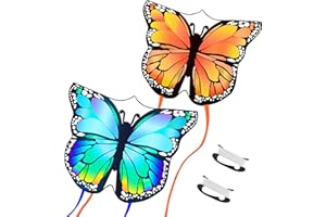 Nazano 2 Pack Kites for Kids - Large Beautiful Butterfly Kite for Adults Outdoor Games and Activities Beach Festival Beginner Easter with Kite String Easy to Fly and Assemble Kids Ages 4-8-12 & Above