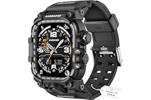 amBand Compatible with Apple Watch Series 10 46mm Bands Case for Men, M3 Rugged Military Bumper Heavy Duty Protector Protective Cover Tactical Strap Accessories for iWatch 46 mm - Matte Black