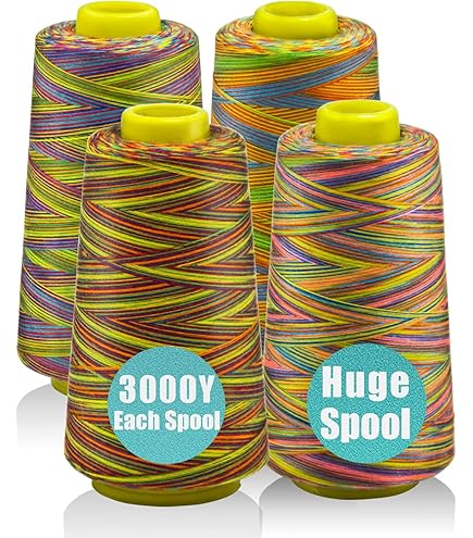 Sughug Filo da Cucito, 4 Rotoli di Filo Elastico per Cucire et 2 Pezzi Strumenti per Infilare