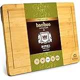 XXL Bamboo Cutting Board for Kitchen with Juice Groove - Wooden Chopping Board for Meat, Vegetables, Fruit and Cheese | Charc