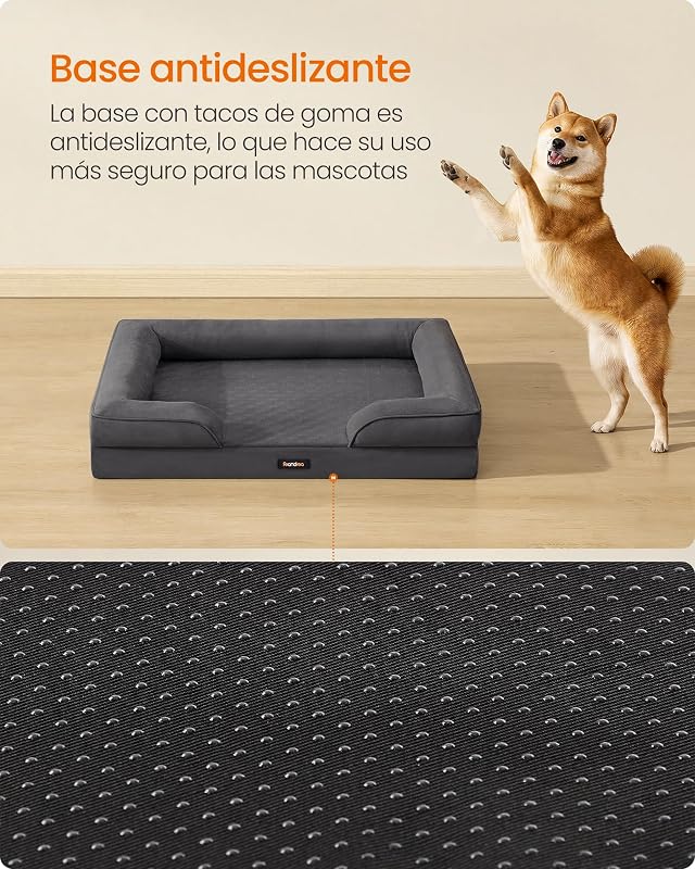 Cama para Perro Grande Ortopédica Lavable, 89 x 63 x 16 cm