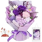 Flowers Gifts for Women, Purple Forever Flower for Delivery, Preserved Flowers Bouquet 4 Roses, Real Looking Flowers Anniversary Birthday Gifts for Mom Wife Thanksgiving Christmas