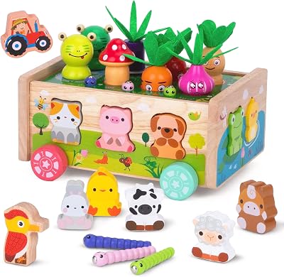 KMTJT Montessori Wooden Farm Sorting Toy for 1 2 3 Years Kids