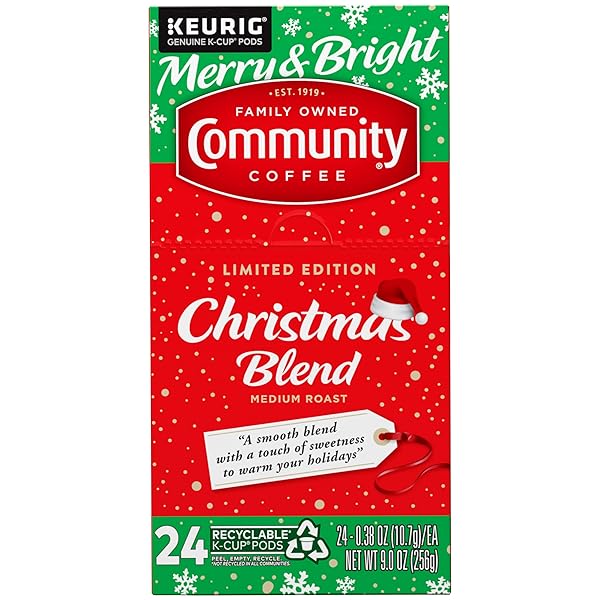 COMMUNITY COFFEE CHRISTMAS BLEND 24 COUNT COFFEE PODS, MEDIUM ROAST, COMPATIBLE WITH KEURIG 2.0 K-CUP BREWERS, 24 COUNT (PACK OF 1)