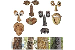 INNOLITES 4 Pack Tree Faces Decor Outdoor, Tree Face Statues Old Man Tree Hugger Bark Ghost Face Decoration Funny Yard Art, Tree Decor Outdoor for Halloween Easter Garden Creative Props (ABCD)