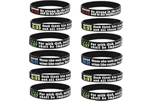 Ezekiel Gift Co. (12-pack) Religious Silicone Bracelets with Assorted Bible Verses - Wholesale Church Supplies Bible Study Tools Bracelets for Men