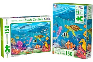 Pais & Filhos | Quebra‑Cabeça Infantil Fundo do Mar 150 Peças | Puzzle Educativo para Crianças +4 anos | Jogo de Raciocínio e Coordenação Mo