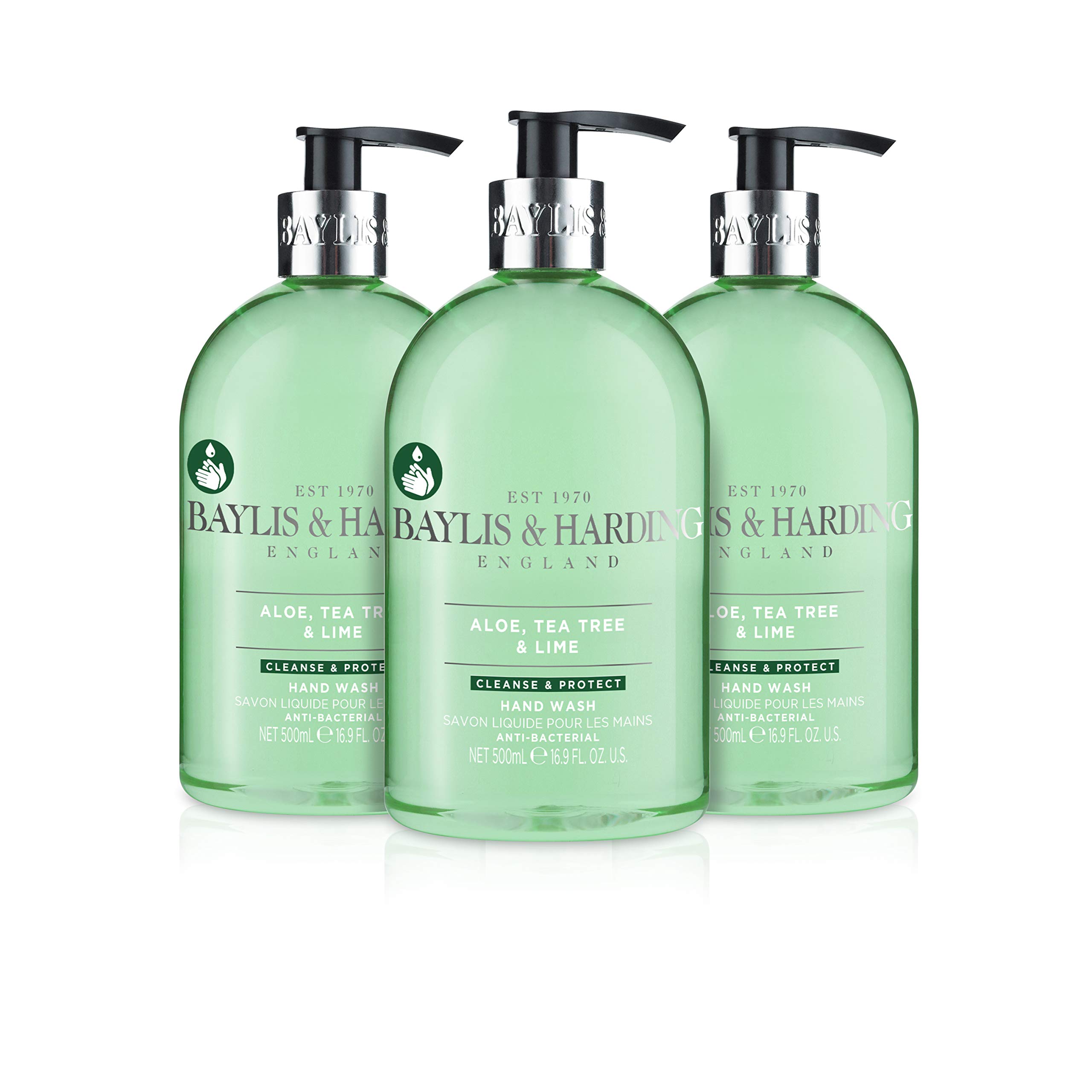 Baylis & Harding Aloe, Tea Tree and Lime Anti Bacterial Hand Wash, 500 ml, Pack of 3 - Vegan Friendly