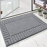 LUMI Bathroom Rugs Non Slip with Rubber Backing, Extra Soft Plush Microfiber Bath Rug Absorbent, Machine Washable Bath Mat Quick Dry for Tub, Shower, Dark Grey, 16"x24"