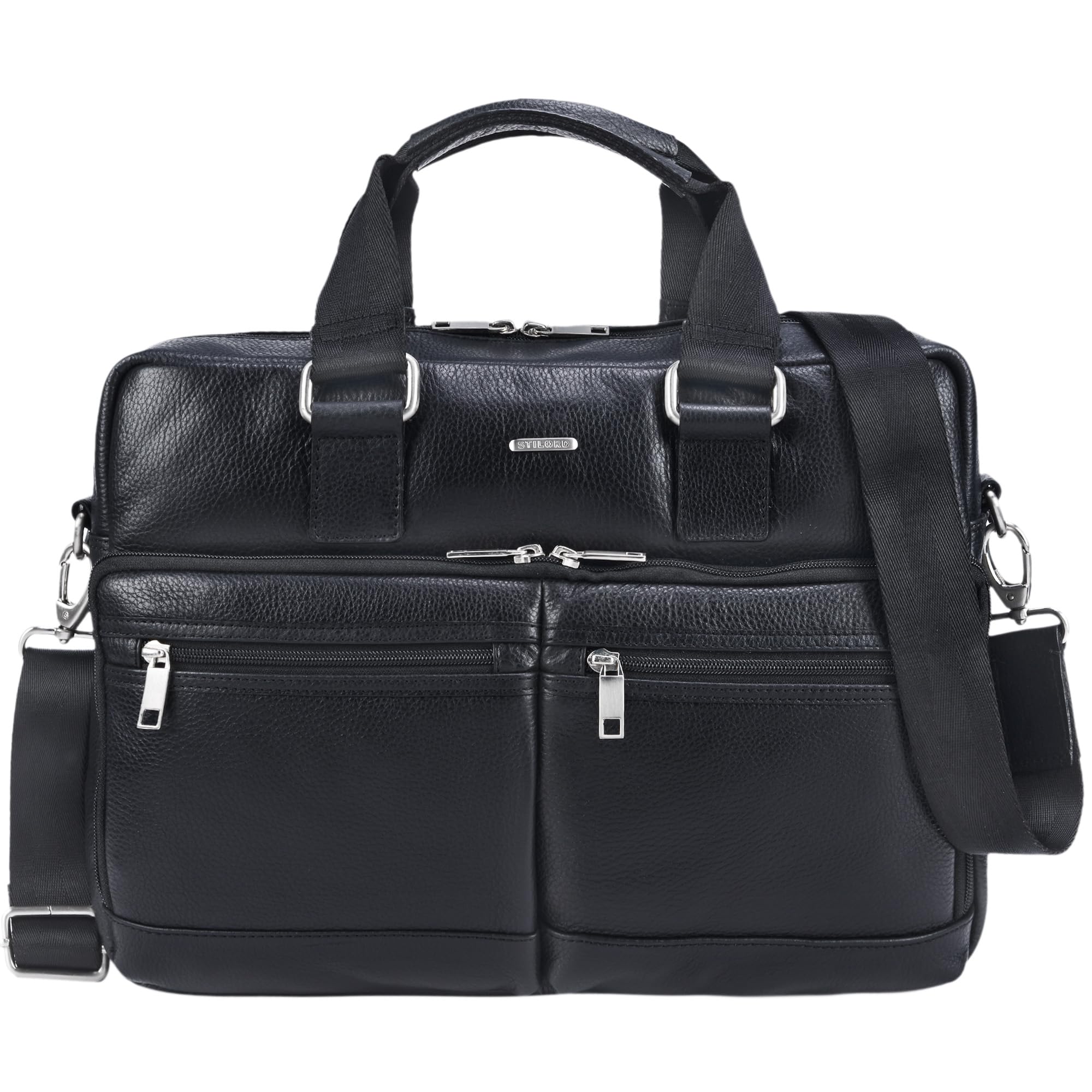 STILORD "Vito" Vintage Business Bag Leather Vito 11 Liters Colour:Black