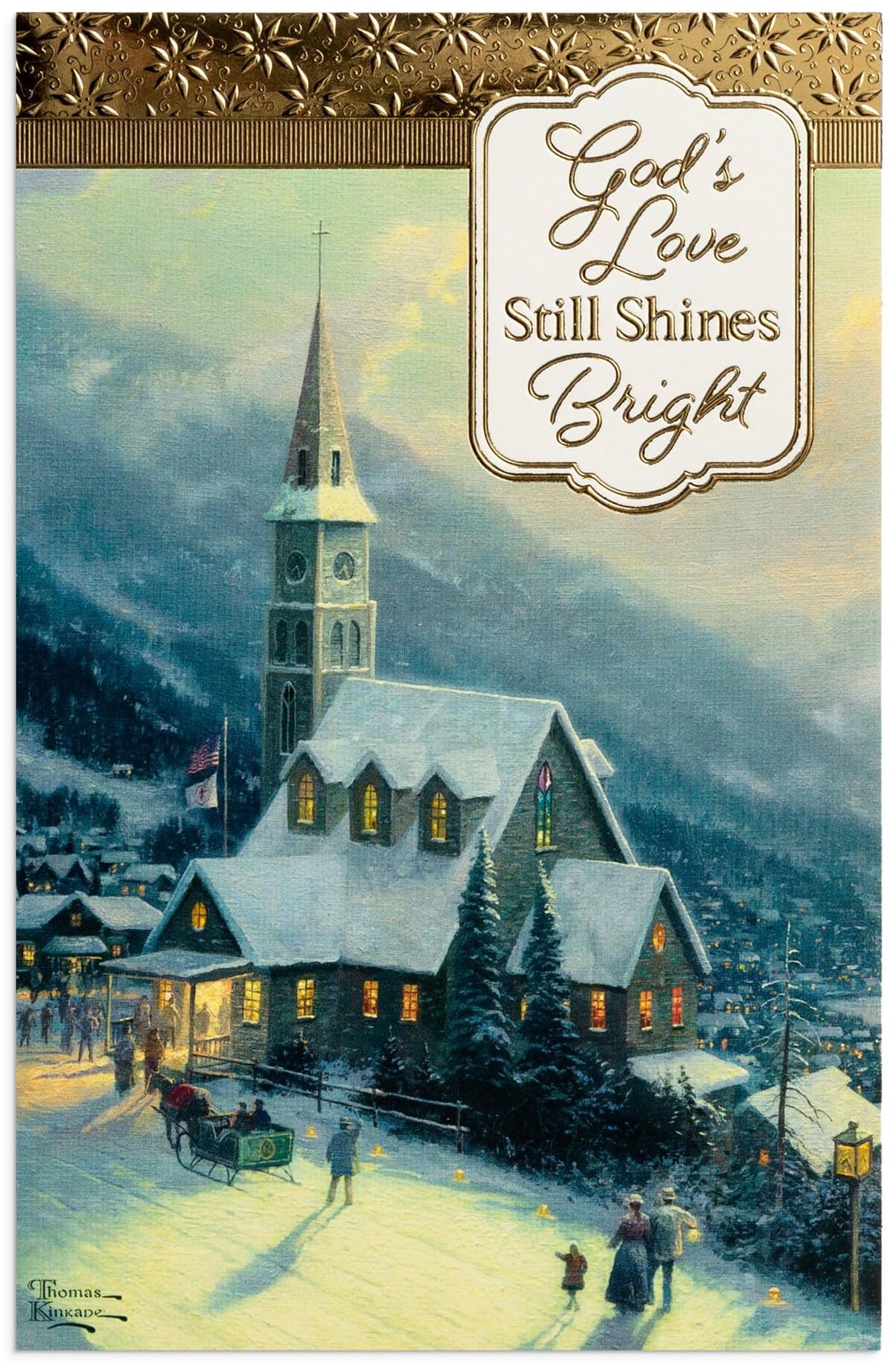 DaySpring - Thomas Kinkade - God’s Love Still Shines Bright - 50 Bulk Christmas Boxed Cards, NRSV (J7189), Multi