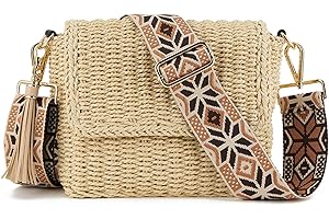 WEIMZC Women Summer Straw Braided Shoulder Crossbody Bag,Adjustable Straps Woven Beach Handbag Wallet Purse