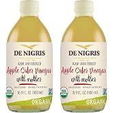 De Nigris Organic Apple Cider Vinegar Raw & Unfiltered 16,9 Oz (Pack of 2) | Apple Cider Vinegar With Mother A Source Of Func