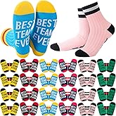 Glitopper 24 Pairs Best Team Ever Gift Socks Bulk Employee Appreciation Gifts for Women Men Team Staff Coworker Office Favors