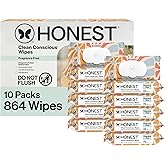 The Honest Company Hypoallergenic Multi-Use Baby Wipes for Sensitive Skin, Sunburst, 864 Count