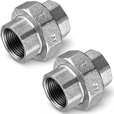 Hicarer 2 Pack 1 Inch Galvanized Malleable Iron Straight Union | 150 lb Female Threaded Fitting, Corrosion Resistant for Water, Gas Pipe and Plumbing Repair