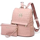 MKP Women Fashion Backpack Purse Multi Pockets Signature Anti-Theft Rucksack Travel Ladies Shoulder Bag Handbag 2Pcs