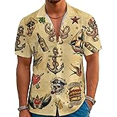 Mens Funny Neon Hawaiian Shirts 3D Graphic Button Down Short Sleeve Shirt Summer Beach Aloha Tops Theme Party